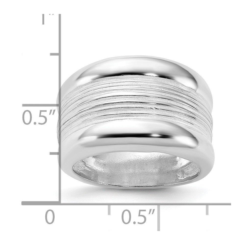 Sterling Silver Polished Ridged Ring (Size 6 Only)