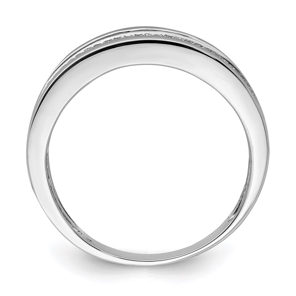 Sterling Silver Rhodium Plated Diamond Men'S Band