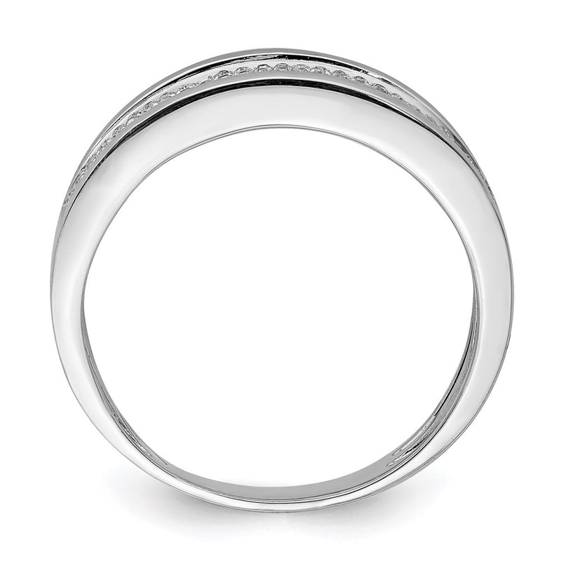 Sterling Silver Rhodium Plated Diamond Men'S Band