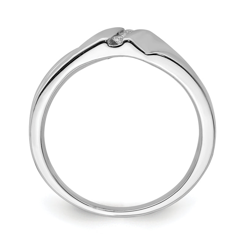 Sterling Silver Rhodium Plated Diamond Men'S Ring