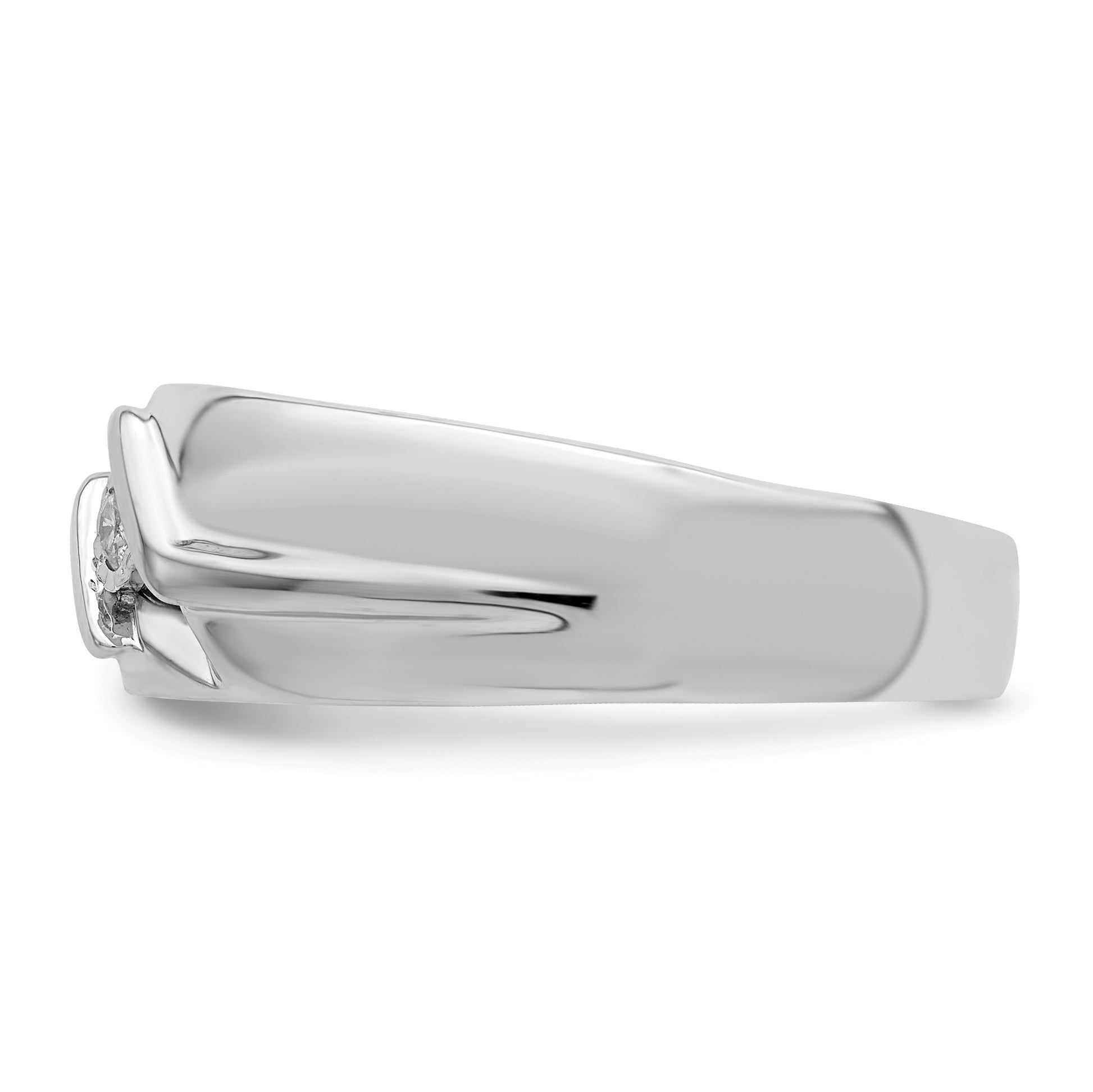 Sterling Silver Rhodium Plated Diamond Men'S Ring