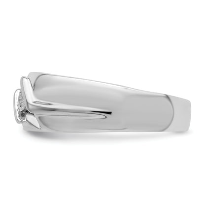 Sterling Silver Rhodium Plated Diamond Men'S Ring