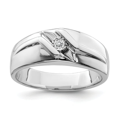 Sterling Silver Rhodium Plated Diamond Men'S Ring