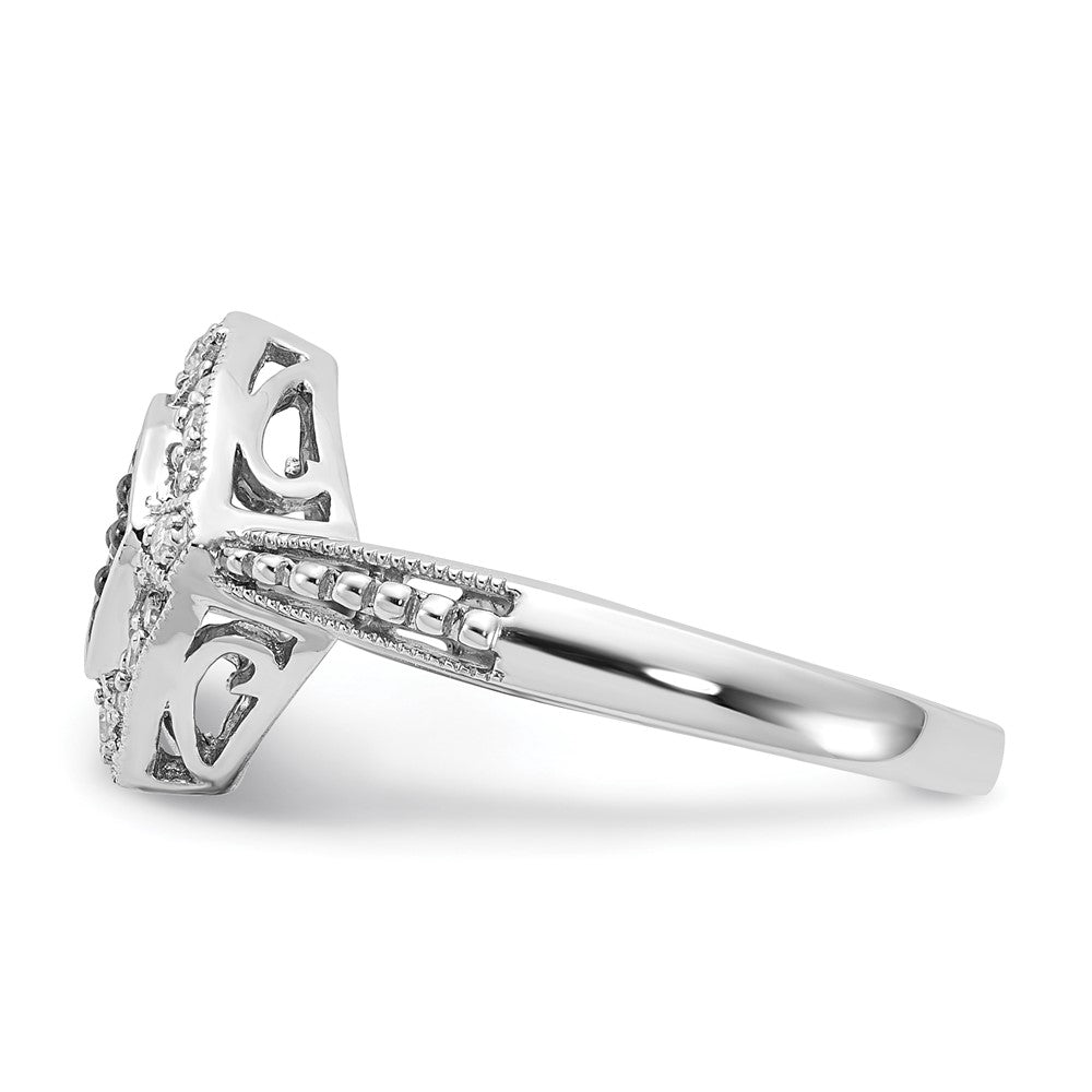 Sterling Silver Champagne & Clear Diamond Small Shape Ring