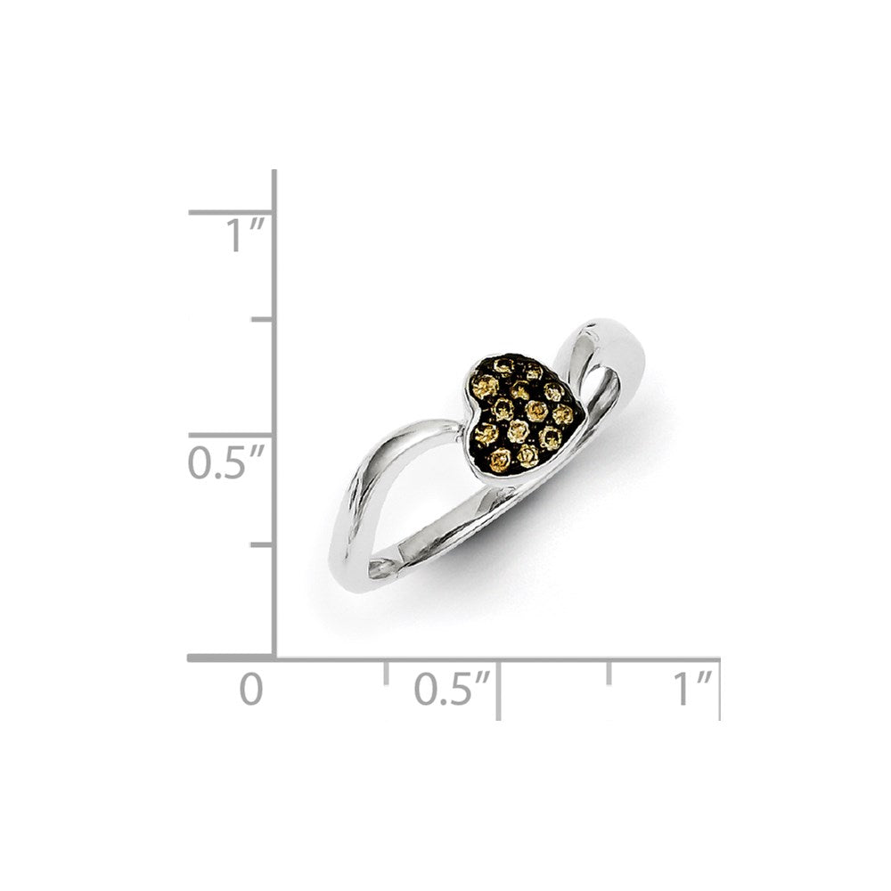 Sterling Silver Champagne Diamond Small Heart Ring
