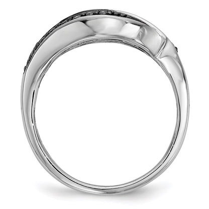 Sterling Silver White, Champagne & Blue Diamond Antiqued Ring (Size 6 Only)
