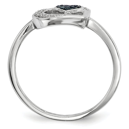 Sterling Silver Blue And White Diamond Heart Ring (Size 7 Only)