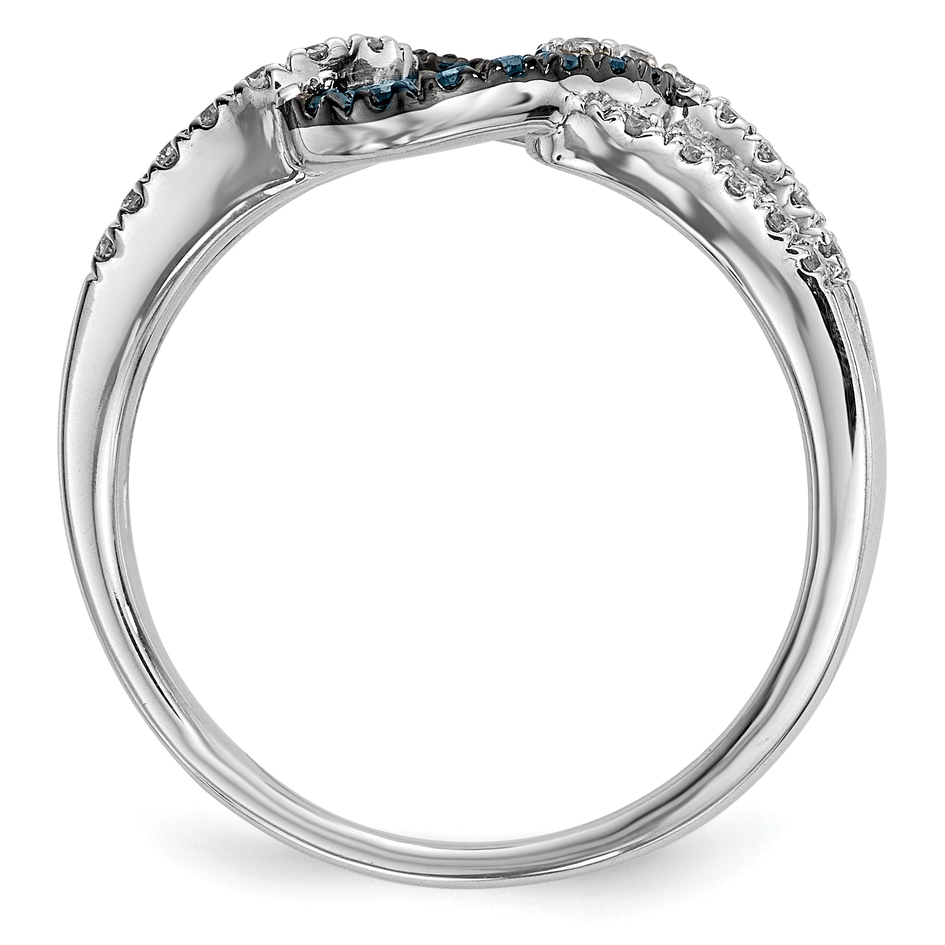 Sterling Silver White & Blue Diamond Ring (Size 7 Only)