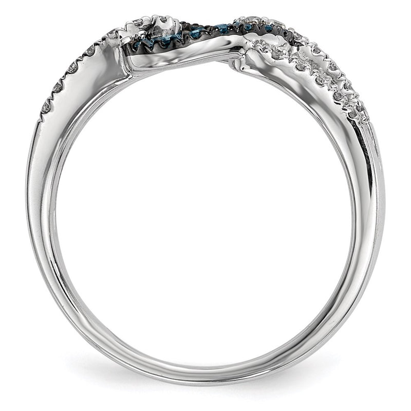 Sterling Silver White & Blue Diamond Ring (Size 7 Only)