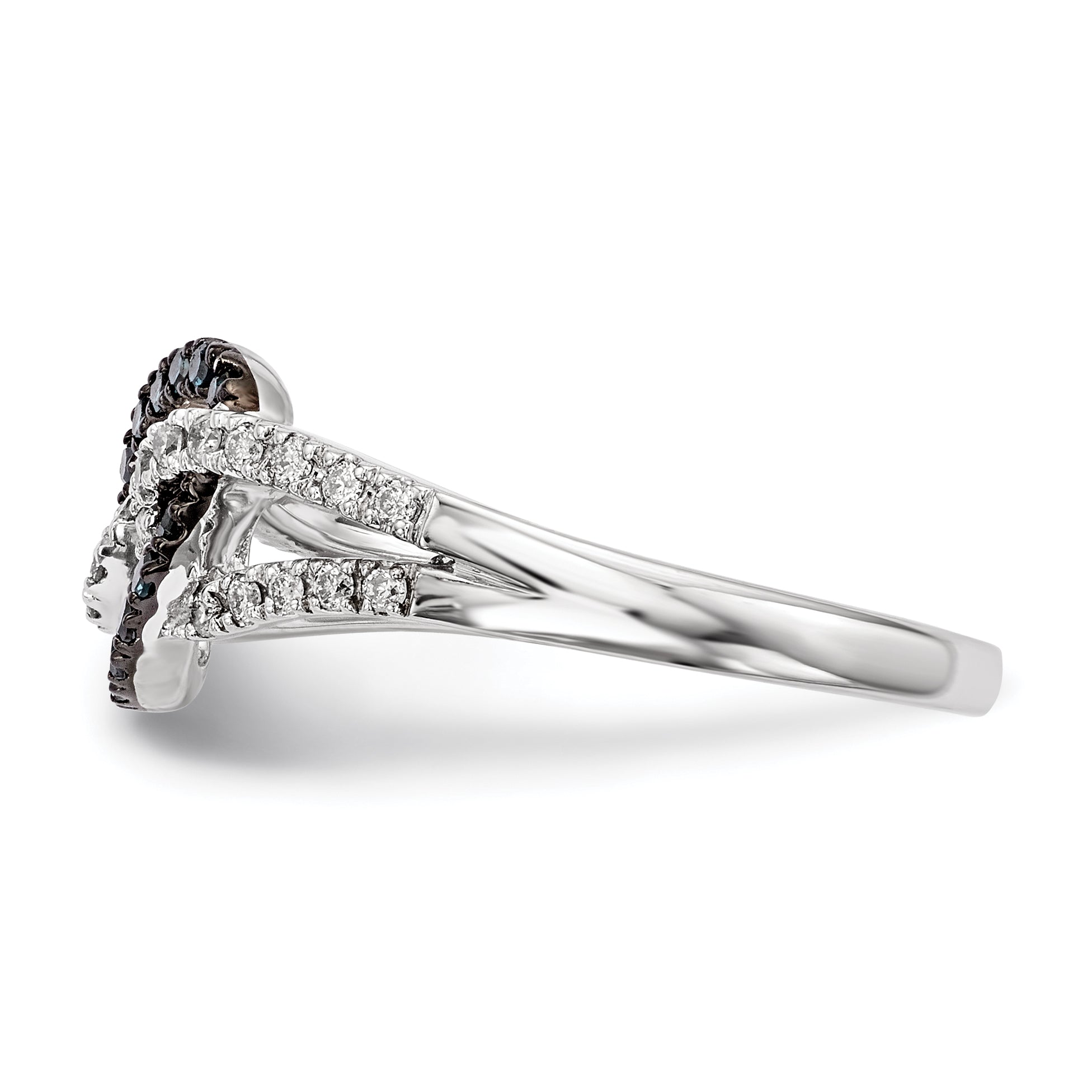 Sterling Silver White & Blue Diamond Ring (Size 7 Only)