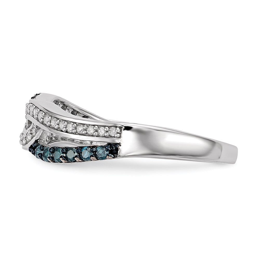 Sterling Silver Blue And White Diamond Ring (Size 8 Only)