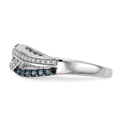 Sterling Silver Blue And White Diamond Ring (Size 8 Only)