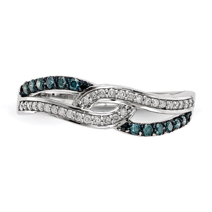Sterling Silver Blue And White Diamond Ring (Size 8 Only)