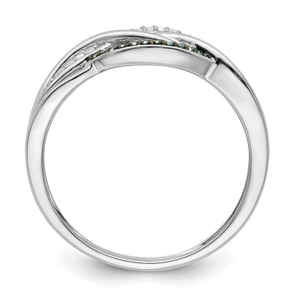 Sterling Silver Rhod Plated Blue And White Diamond Ring (Size 7 Only)