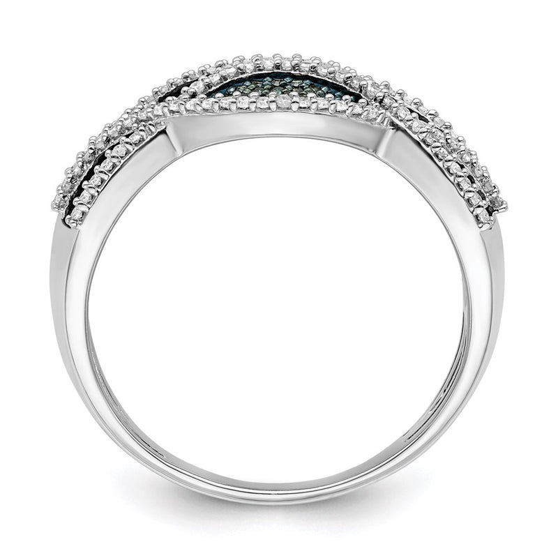 Sterling Silver Rhod Plated Blue And White Diamond Ring (Size 7 Only)