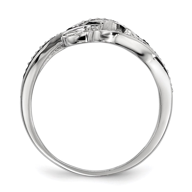 Sterling Silver Black And White Diamond Ring (Size 8 Only)
