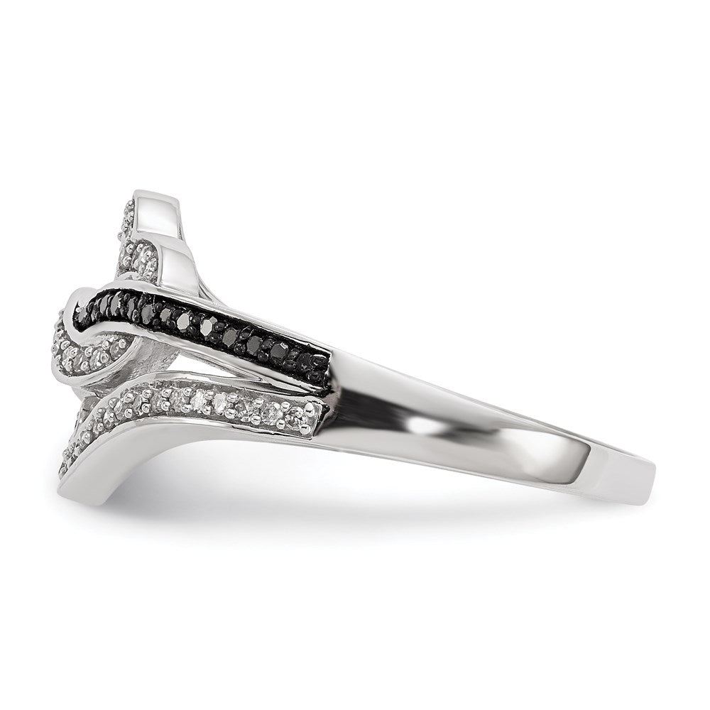 Sterling Silver Black And White Diamond Ring (Size 8 Only)