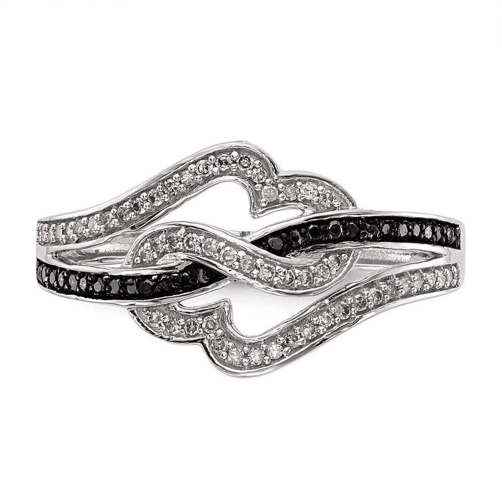 Sterling Silver Black And White Diamond Ring (Size 8 Only)