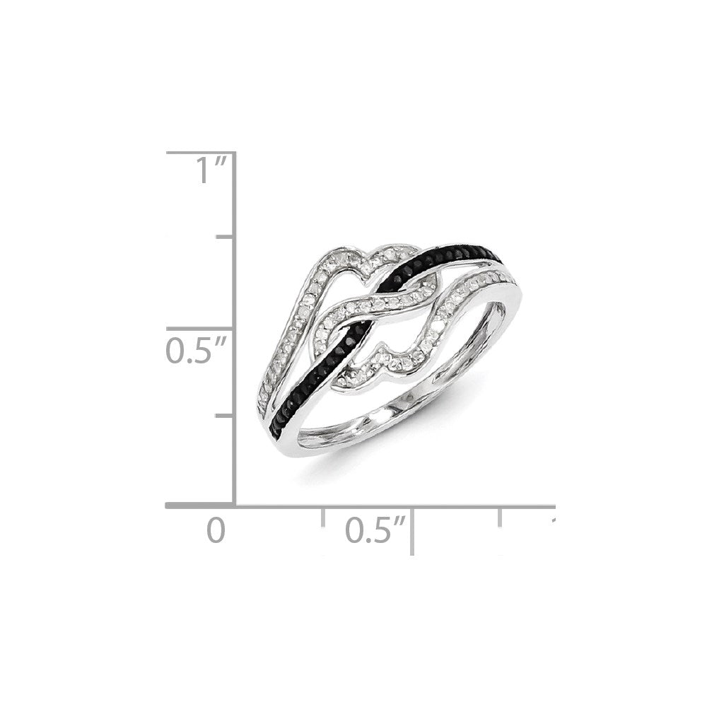 Sterling Silver Black And White Diamond Ring (Size 8 Only)