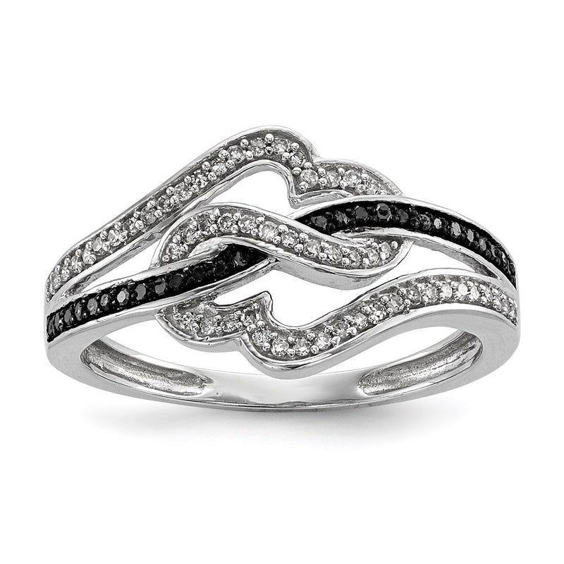 Sterling Silver Black And White Diamond Ring (Size 8 Only)