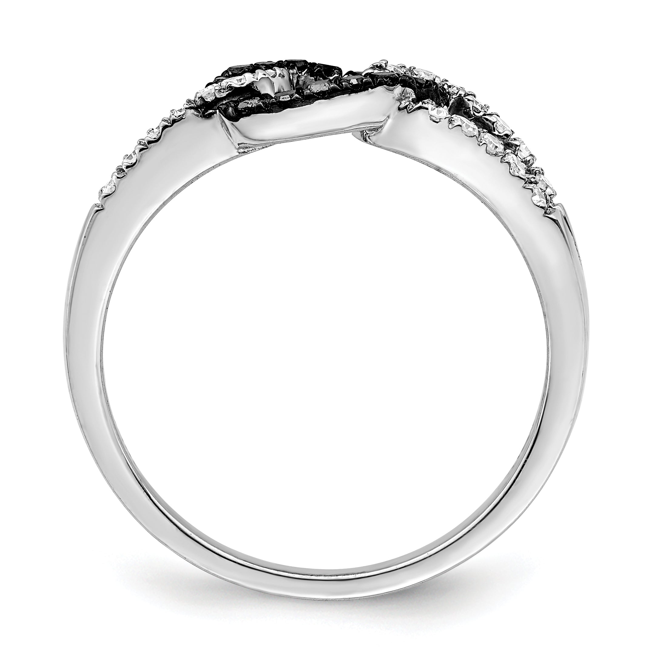 Sterling Silver White Night Rhodium Plated Black And Diamond Ring (Size 8 Only)
