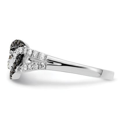 Sterling Silver White Night Rhodium Plated Black And Diamond Ring (Size 8 Only)