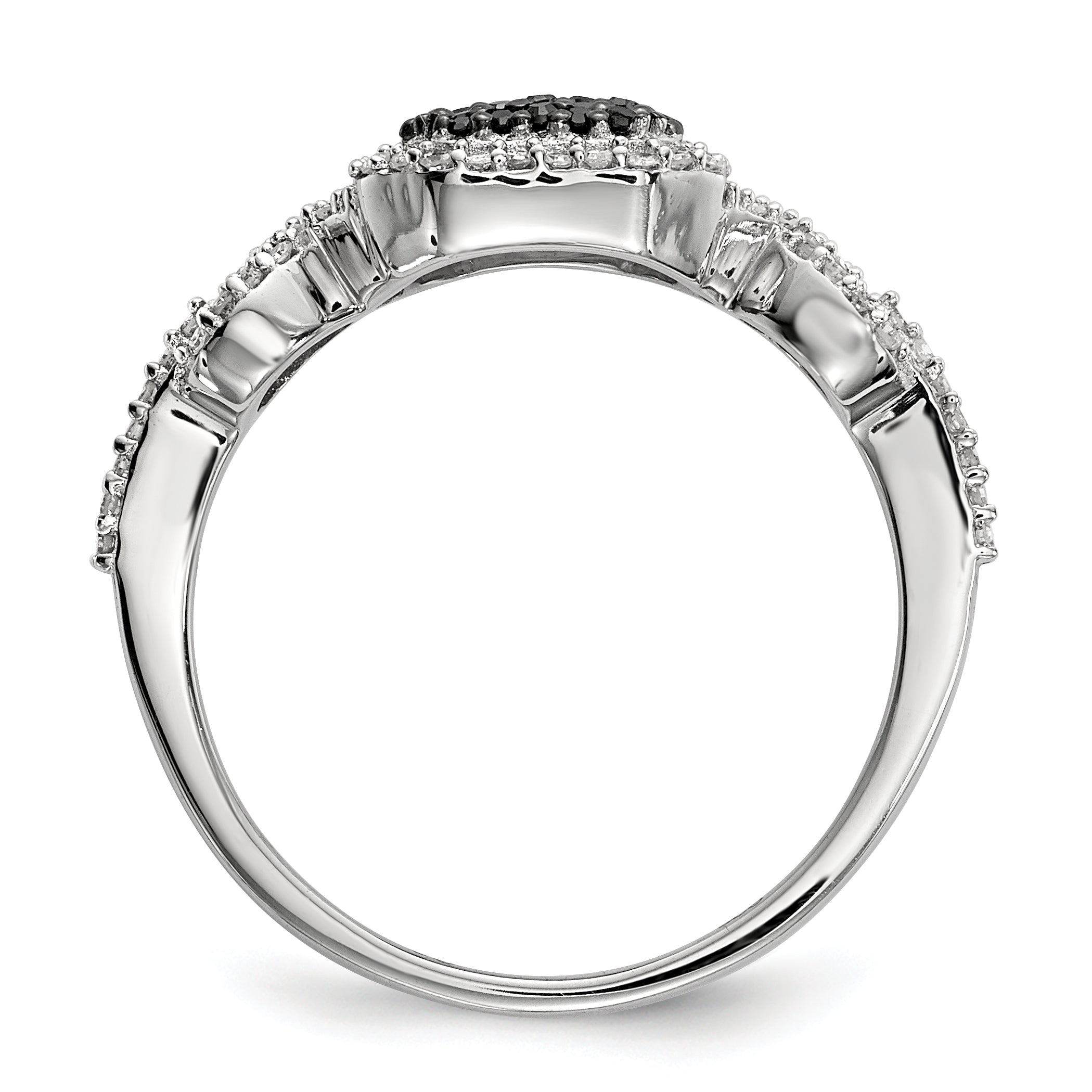 Sterling Silver Black And White Diamond Ring (Size 6 Only)