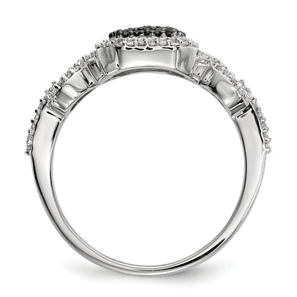 Sterling Silver Black And White Diamond Ring (Size 6 Only)