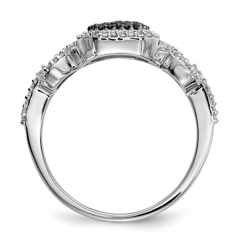 Sterling Silver Black And White Diamond Ring (Size 6 Only)