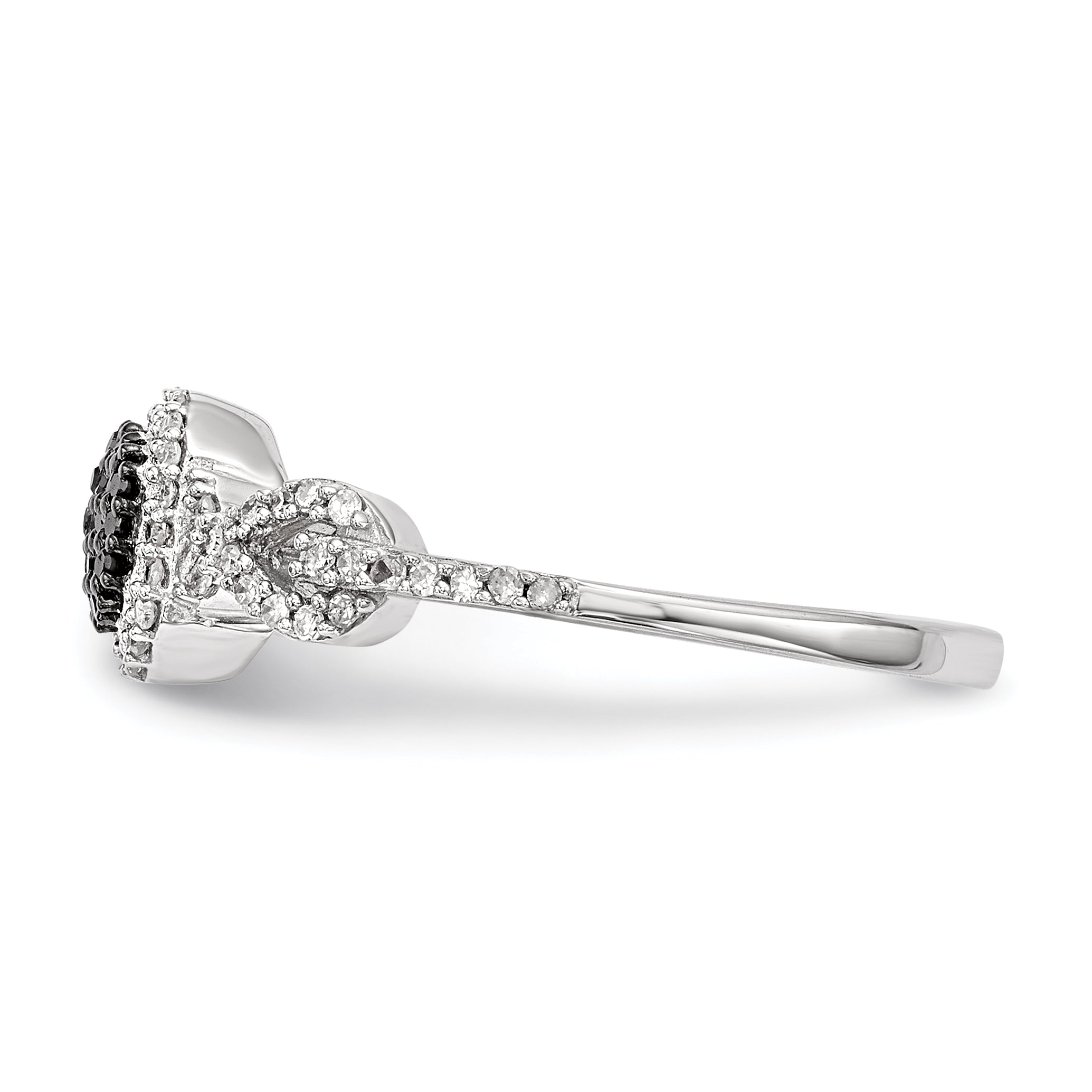 Sterling Silver Black And White Diamond Ring (Size 6 Only)