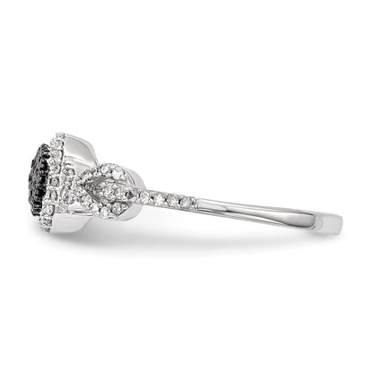 Sterling Silver Black And White Diamond Ring (Size 6 Only)