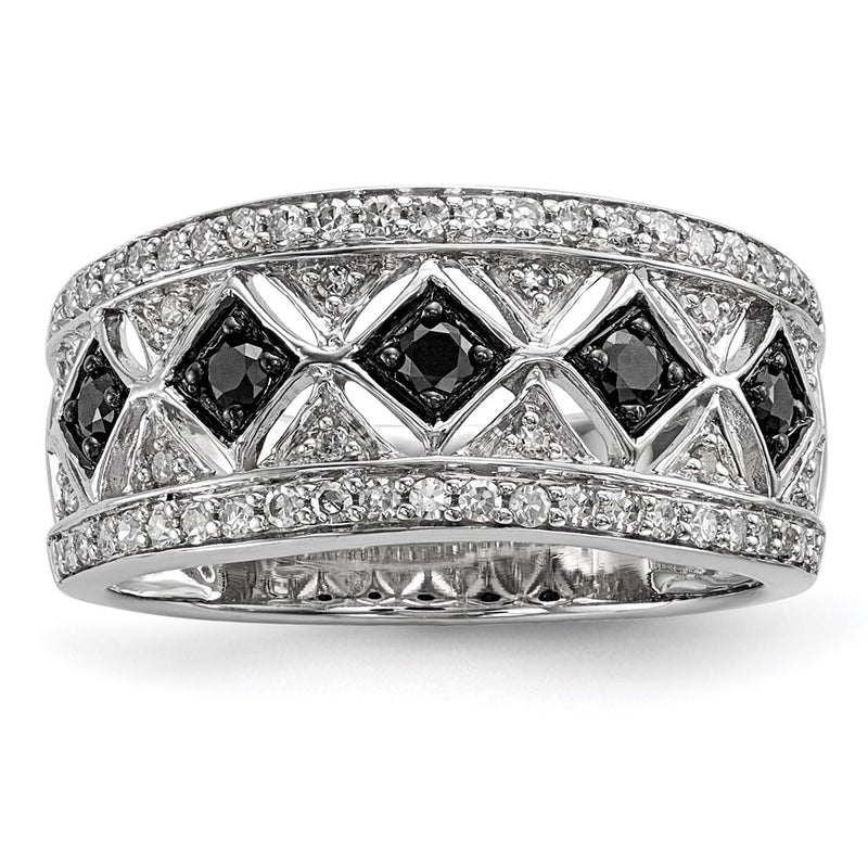 Sterling Silver Black/White Diamond Ring