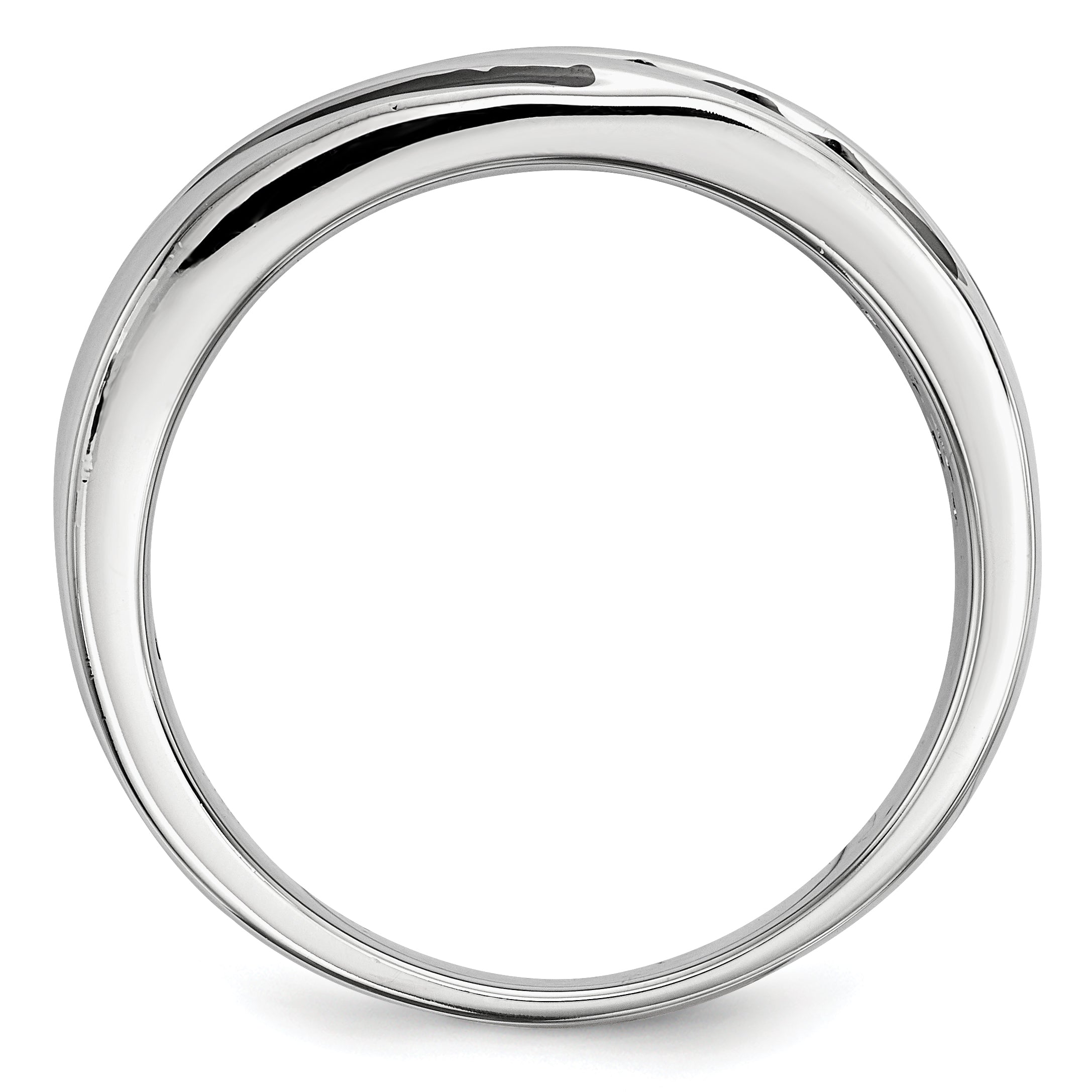 Sterling Silver White Night Rhodium Plated Black Diamond Men'S Band Ring