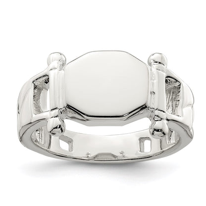 Sterling Silver Fancy Signet Ring (Size 8 Only)