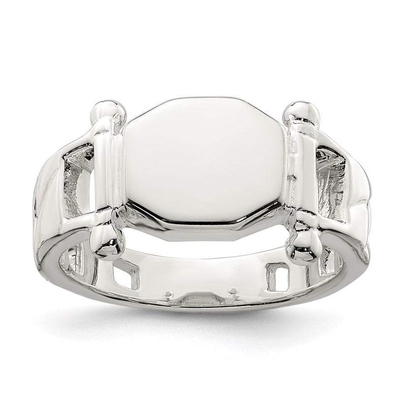 Sterling Silver Fancy Signet Ring (Size 8 Only)