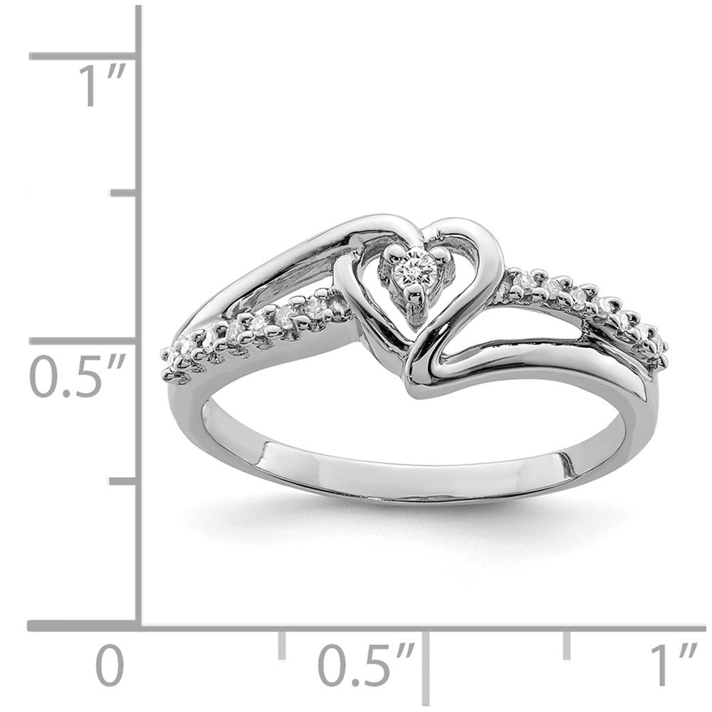 Sterling Silver Rhodium Diamond Heart Ring (Size 8 Only)