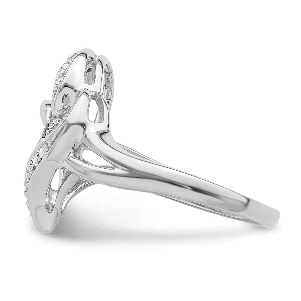 Sterling Silver Rhodium Diamond Heart Ring (Size 8 Only)