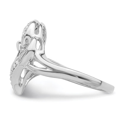 Sterling Silver Rhodium Diamond Heart Ring (Size 8 Only)