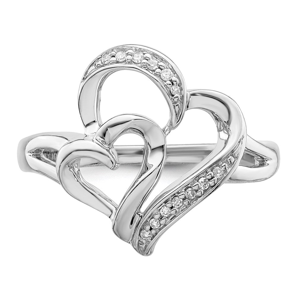 Sterling Silver Rhodium Diamond Heart Ring (Size 8 Only)
