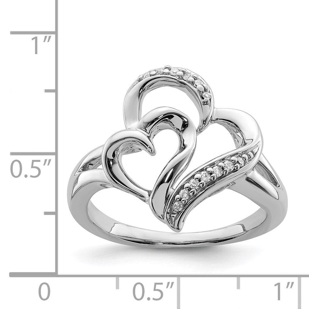 Sterling Silver Rhodium Diamond Heart Ring (Size 8 Only)