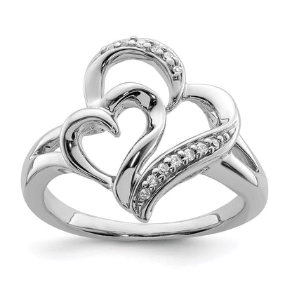 Sterling Silver Rhodium Diamond Heart Ring (Size 8 Only)