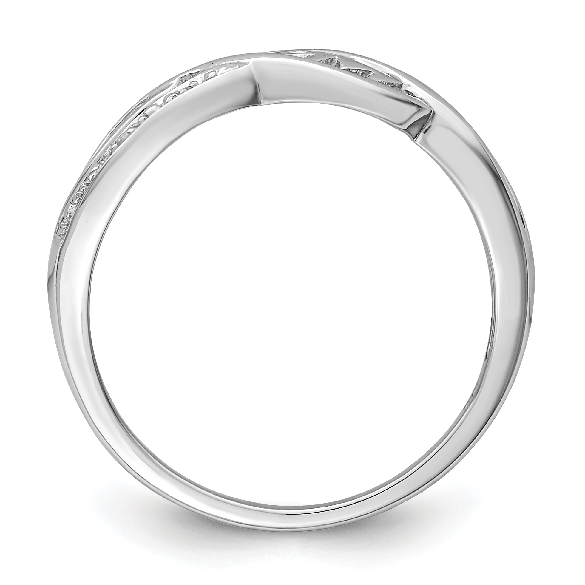 Sterling Silver Rhodium Plated Diamond Heart Mom Ring