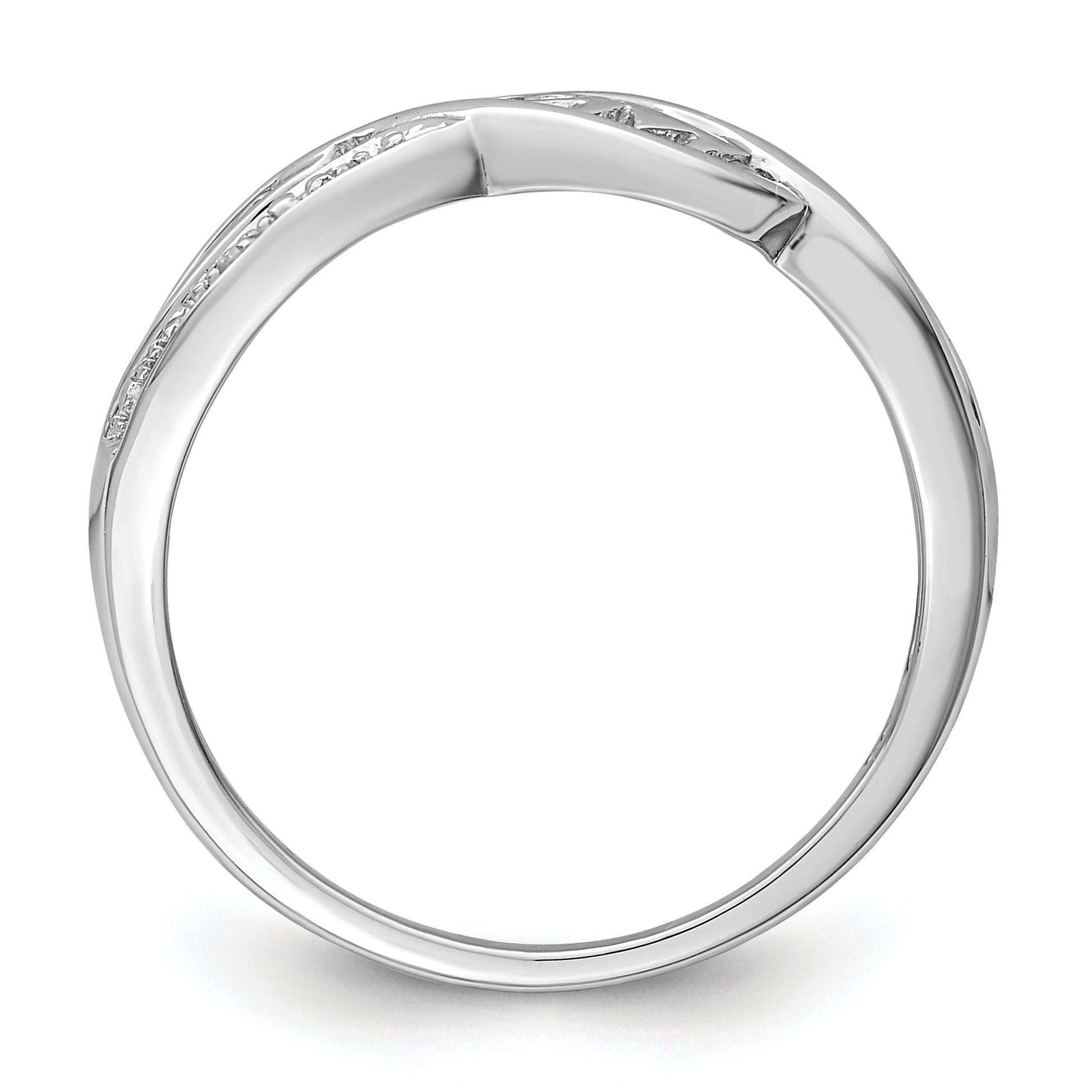 Sterling Silver Rhodium Plated Diamond Heart Mom Ring