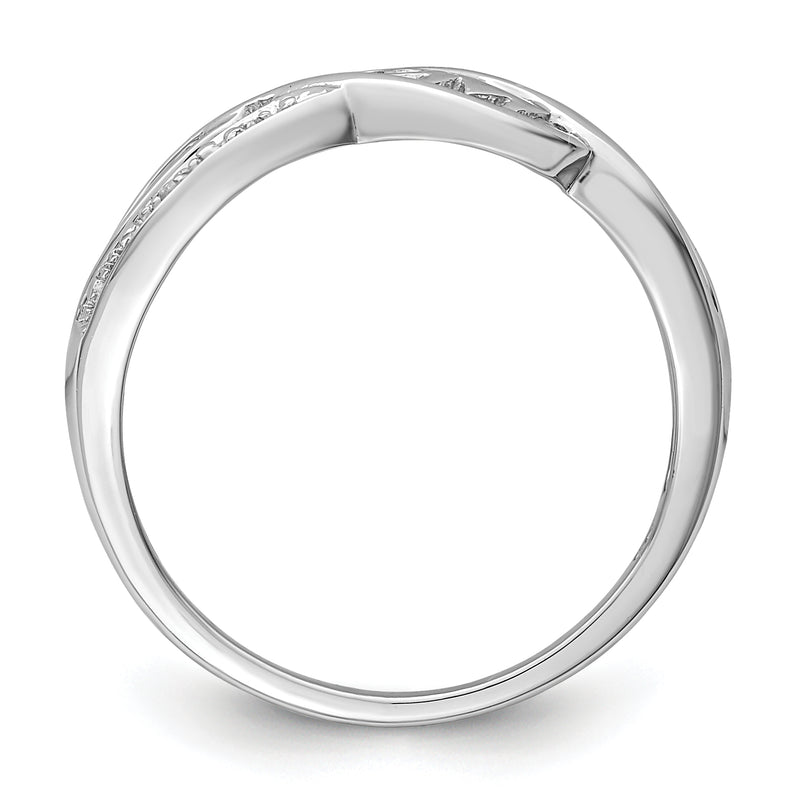 Sterling Silver Rhodium Plated Diamond Heart Mom Ring