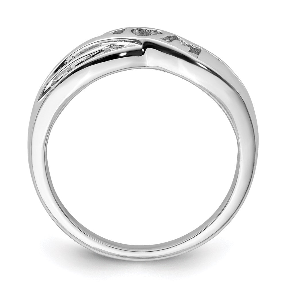 Sterling Silver Rhodium Plated Diamond Mom Ring