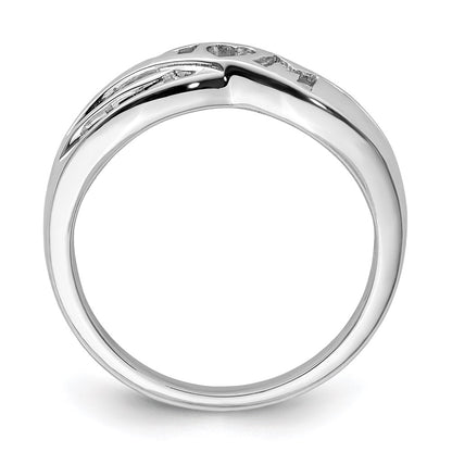 Sterling Silver Rhodium Plated Diamond Mom Ring