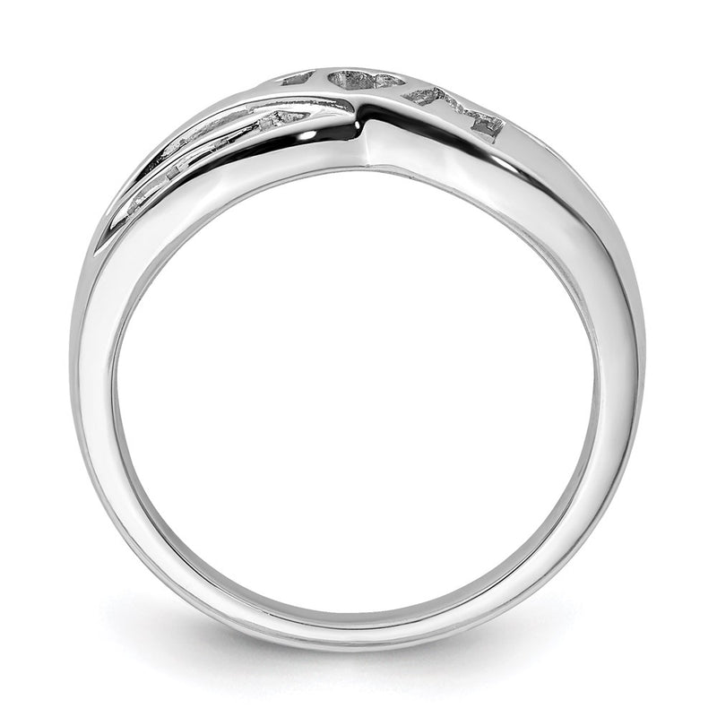 Sterling Silver Rhodium Plated Diamond Mom Ring