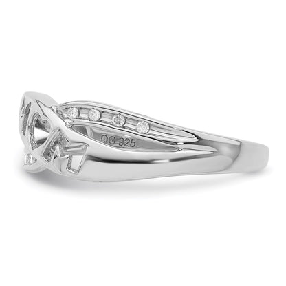 Sterling Silver Rhodium Plated Diamond Mom Ring