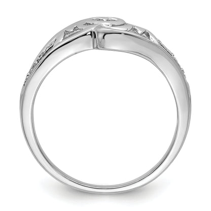 Sterling Silver Rhodium Plated Diamond Heart Mom Ring