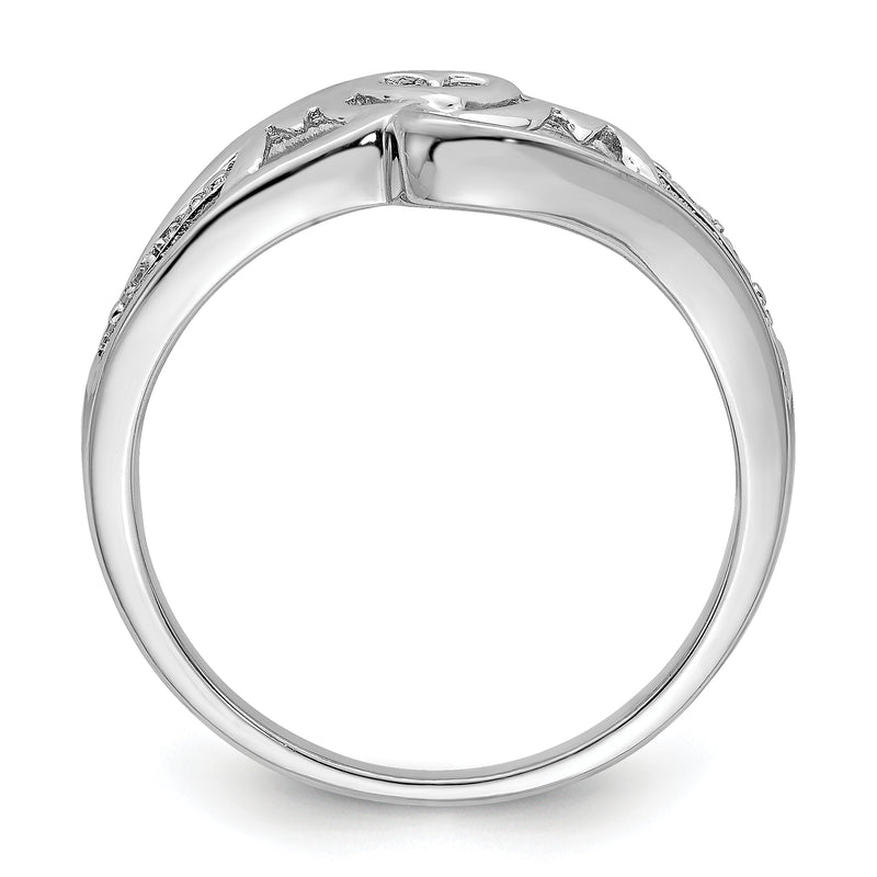 Sterling Silver Rhodium Plated Diamond Heart Mom Ring